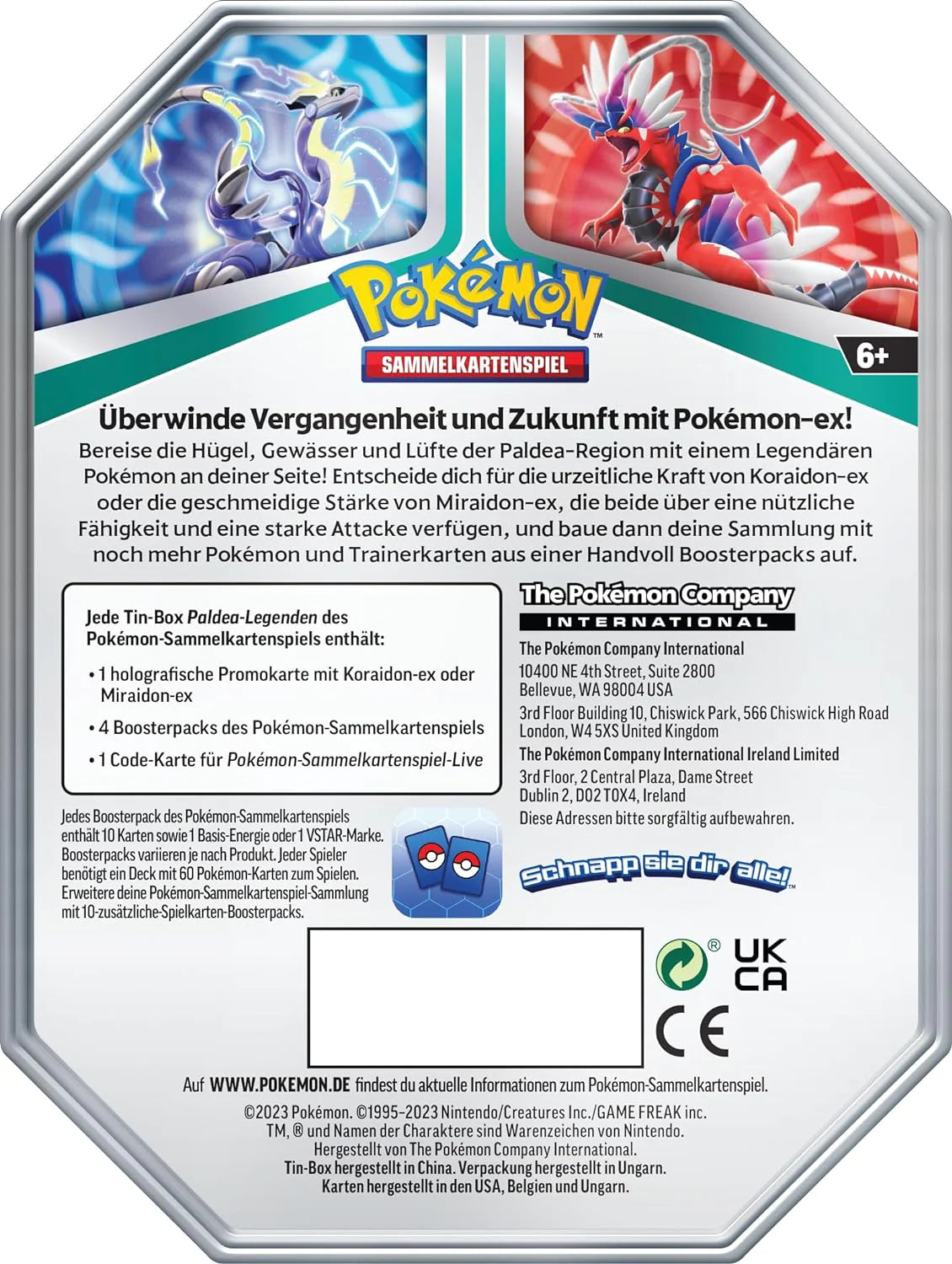 Pokémon TCG - Miraidon-ex - Paldea Legenden Tin