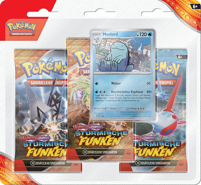 Pokémon TCG - Karmesin & Purpur - Stürmische Funken - 3er-Pack Blister DE